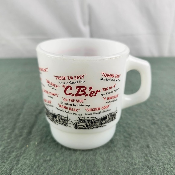 Anchor Hocking Other - Vintage Fire King, CB'er‎ Trucker Milk Glass Mug Coffee Cup USA Anchor Hocking